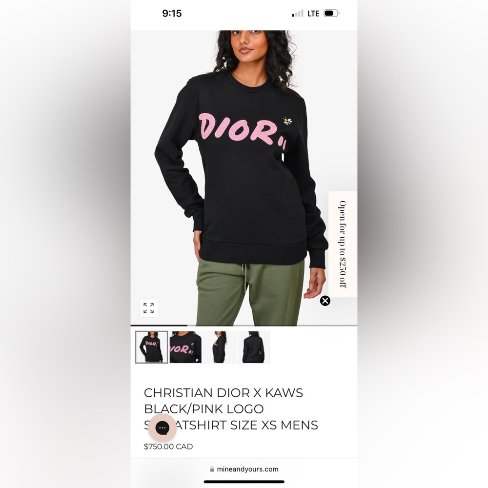 Authentic worn once Christian Dior sweatshirt size small
